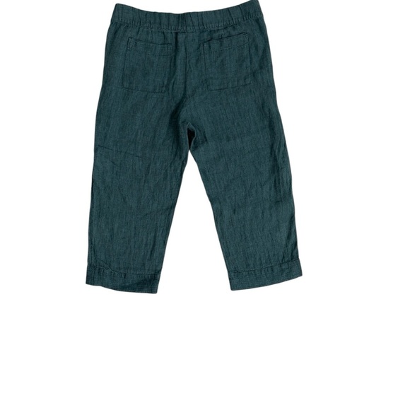 Pure Jill Linen Trapunto-Stitched Steel Blue Melange Pants Sise Medium Petite - Picture 3 of 7